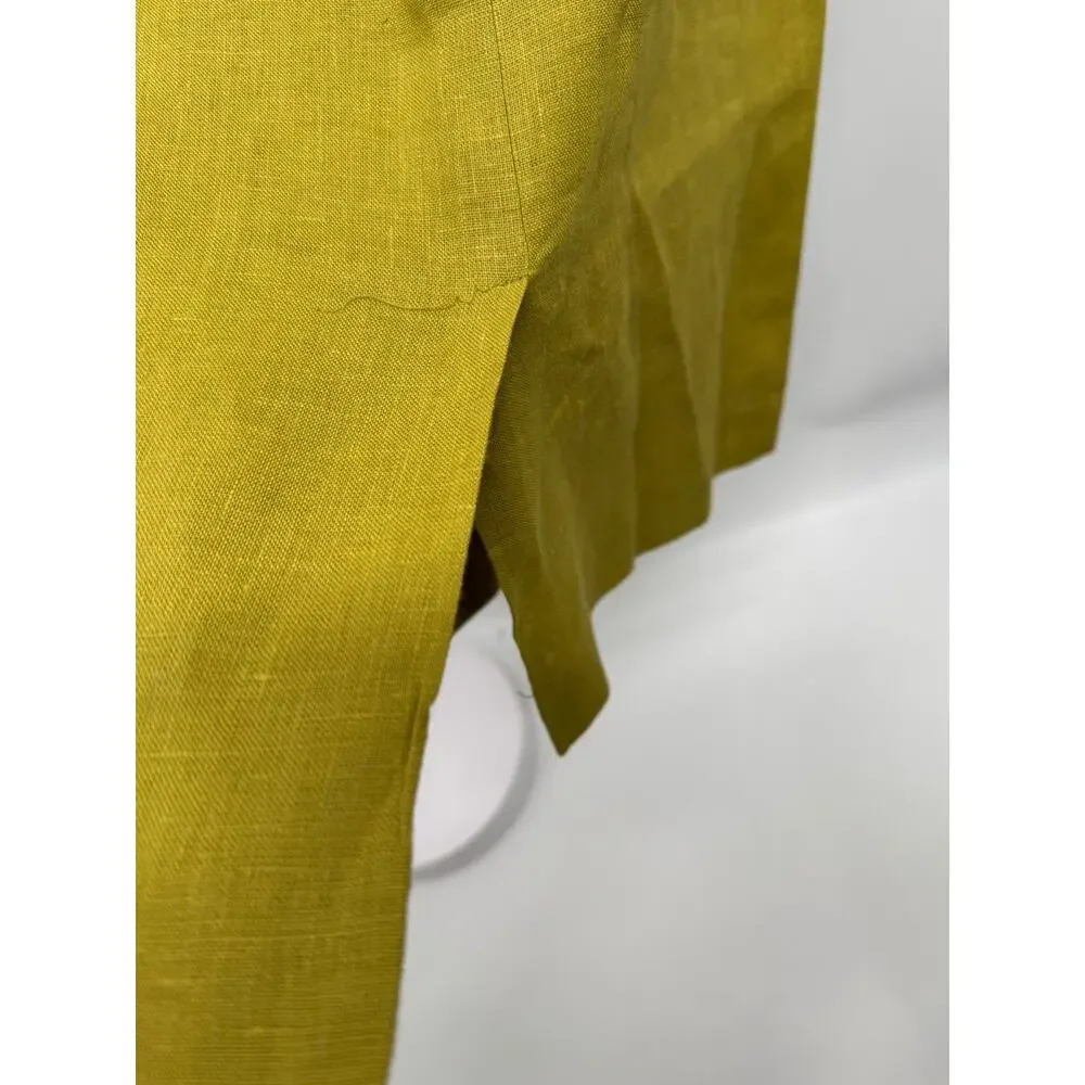 Harve Benard Womens 6 100% Linen Dress Jacket Set Chartreuse Green 2 Piece